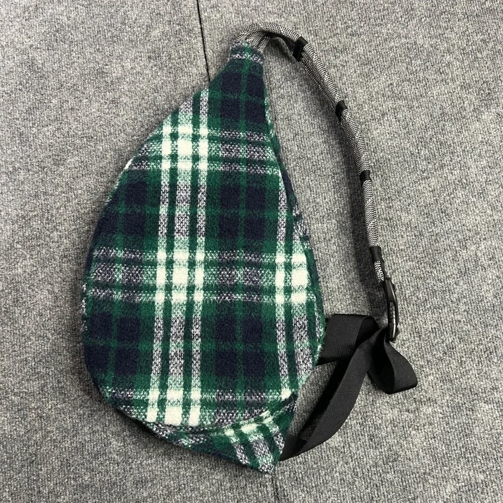 KAVU Rope Bag Green Navy Northwest Plaid Sling Crossbody Backpack Outdoors Bag